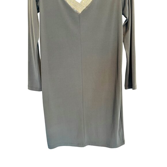Calvin Klein Size 6 Grey Draped Dress With Sequined Neckline - Picture 10 of 10